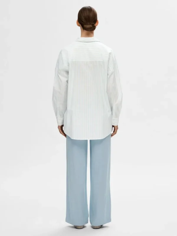 Skjorter>SELECTED STRIBET BOMULD SKJORTE White
