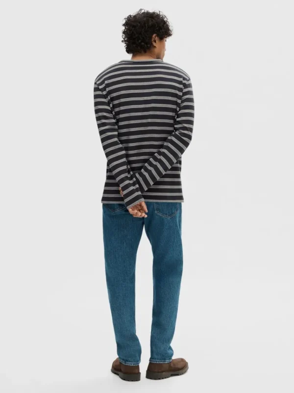 Hættetrøjer & Sweatshirts>SELECTED STRIBET BOMULD SWEATSHIRT Blue
