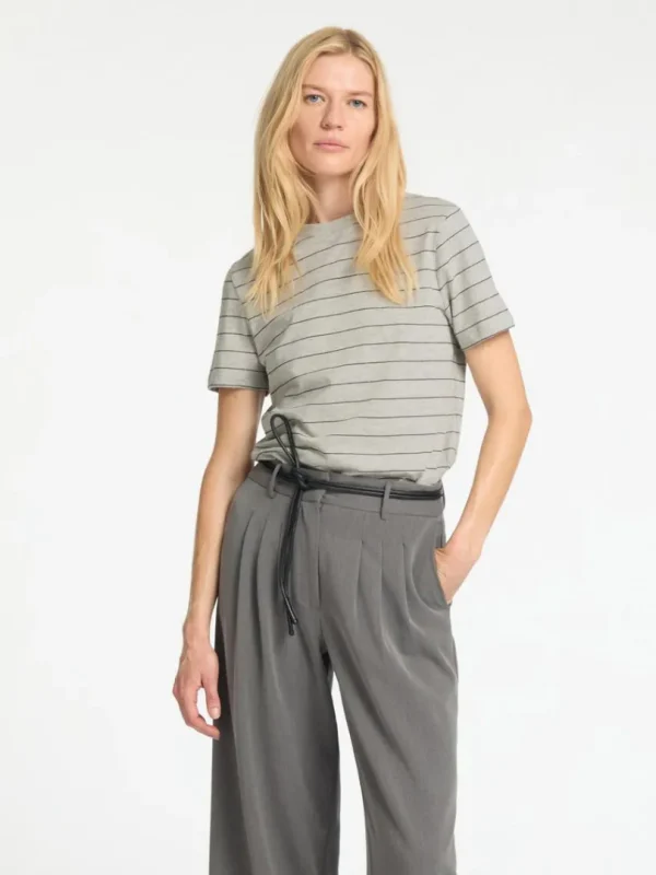 T-shirts>SELECTED STRIBET BOMULD T-SHIRT Grey