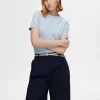 T-shirts>SELECTED STRIBET BOMULD T-SHIRT Blue