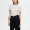 T-shirts>SELECTED STRIBET BOMULD T-SHIRT White