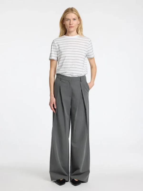 T-shirts>SELECTED STRIBET BOMULD T-SHIRT White