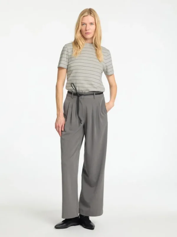 T-shirts>SELECTED STRIBET BOMULD T-SHIRT Grey