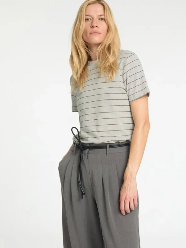 T-shirts>SELECTED STRIBET BOMULD T-SHIRT Grey