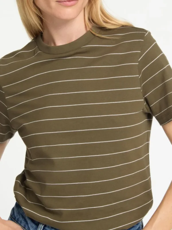 T-shirts>SELECTED STRIBET BOMULD T-SHIRT Green