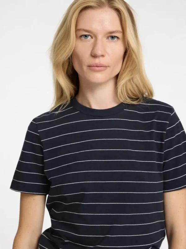 T-shirts>SELECTED STRIBET BOMULD T-SHIRT Blue