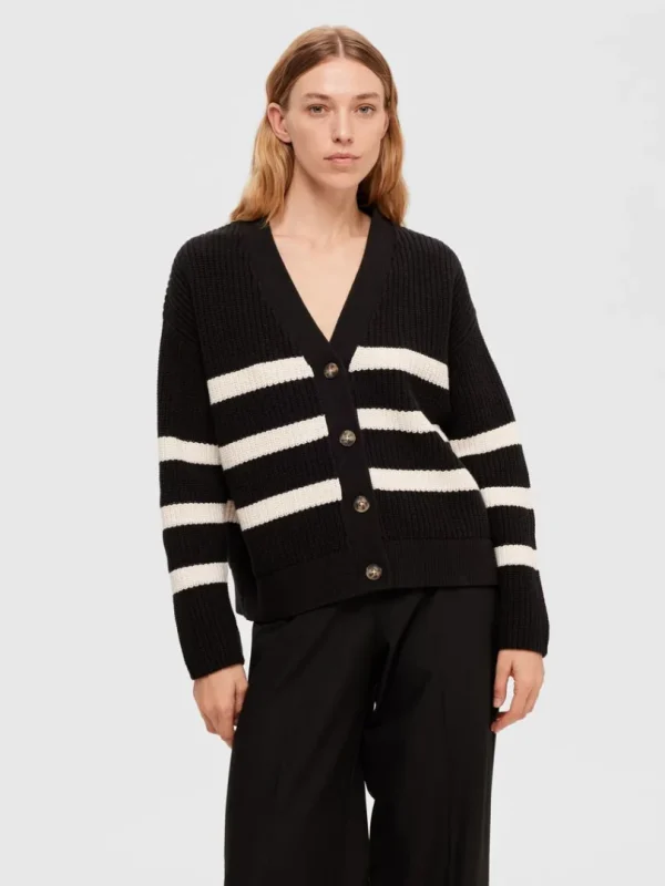 Strik>SELECTED STRIBET CARDIGAN Black