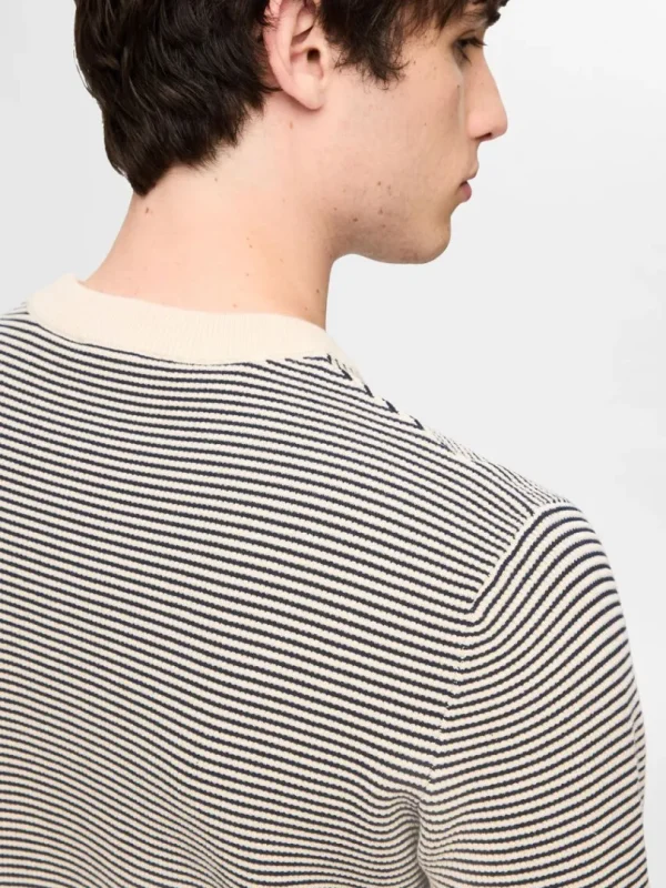 Strik>SELECTED STRIBET CREWNECK STRIKTRØJE Beige