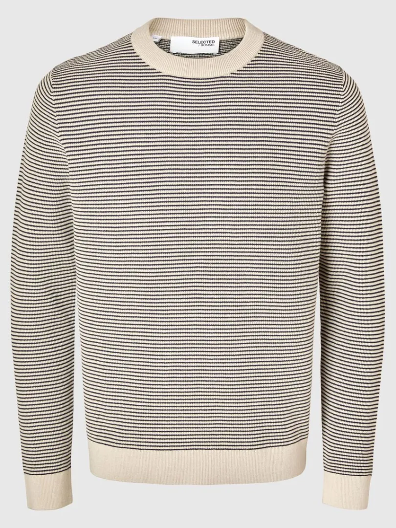 stribet_crewneck_striktrj_4.webp Strik>SELECTED STRIBET CREWNECK STRIKTRØJE Beige