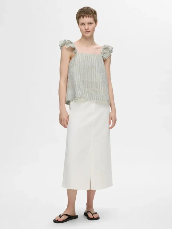 Toppe Og Bluser>SELECTED STRIBET FLÆSE TOP Green