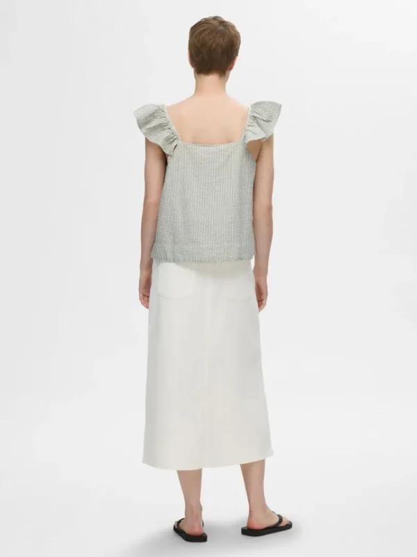 Toppe Og Bluser>SELECTED STRIBET FLÆSE TOP Green