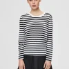 T-shirts>SELECTED STRIBET LANGÆRMET T-SHIRT Black