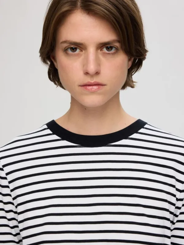 T-shirts>SELECTED STRIBET LANGÆRMET T-SHIRT Black