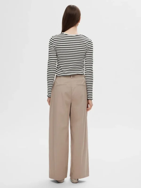 T-shirts>SELECTED STRIBET LANGÆRMET T-SHIRT Black