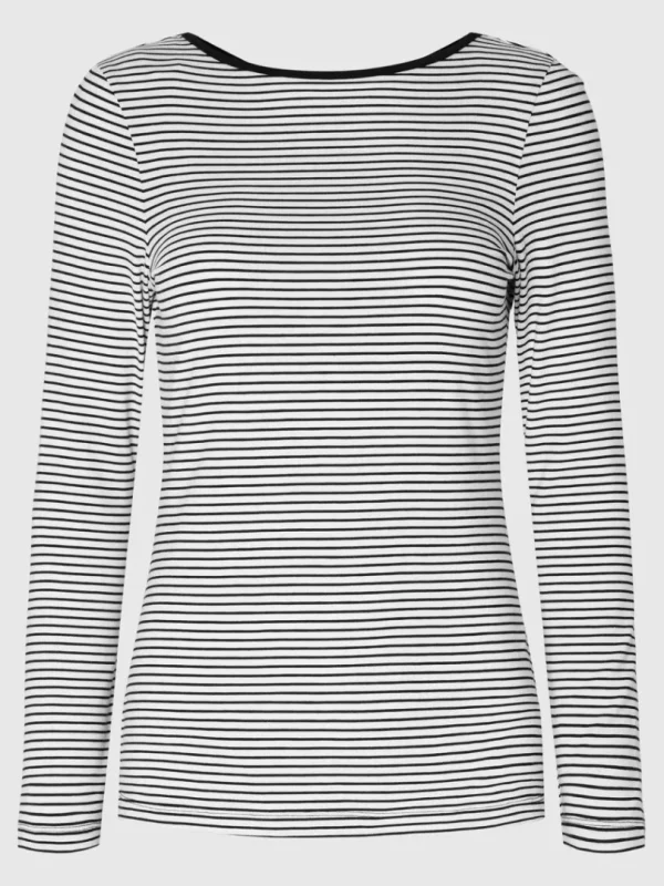 Toppe Og Bluser>SELECTED STRIBET LAV RYG TOP Black