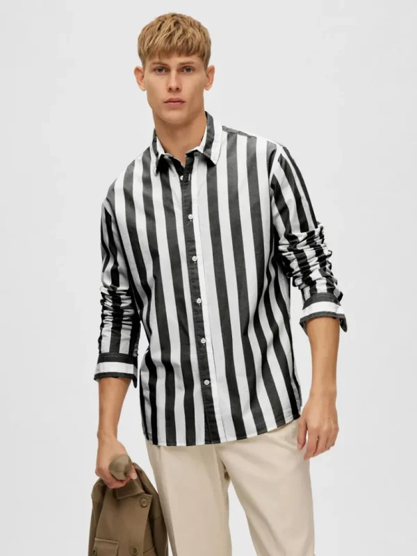 Skjorter>SELECTED STRIBET SKJORTE Black