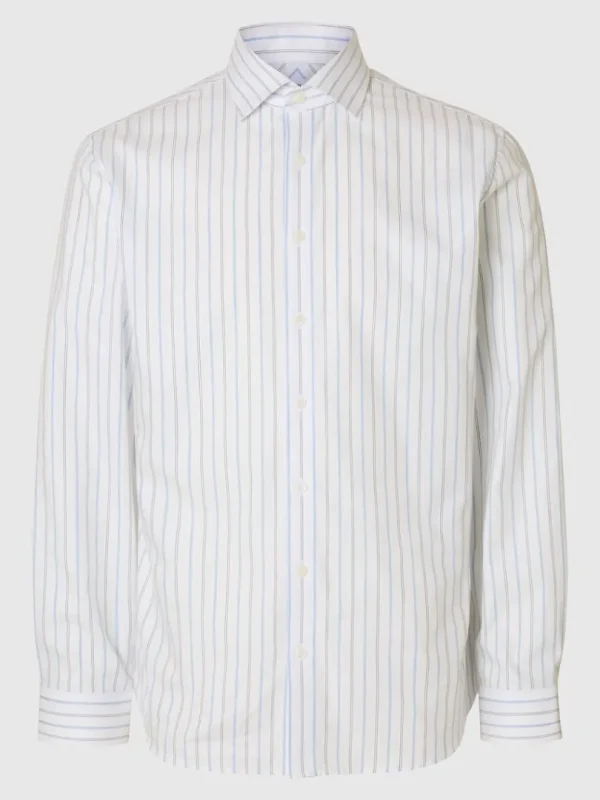 Skjorter>SELECTED STRIBET SLIM FIT SHIRT White