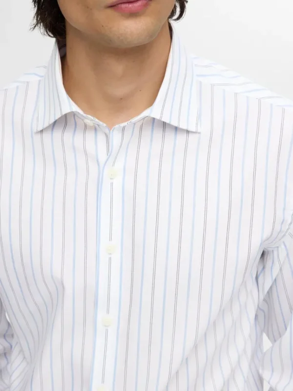 Skjorter>SELECTED STRIBET SLIM FIT SHIRT White