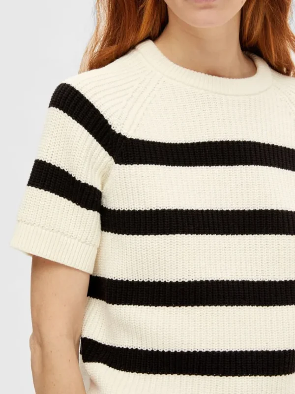 Strik>SELECTED STRIBET STRIKKET TOP White