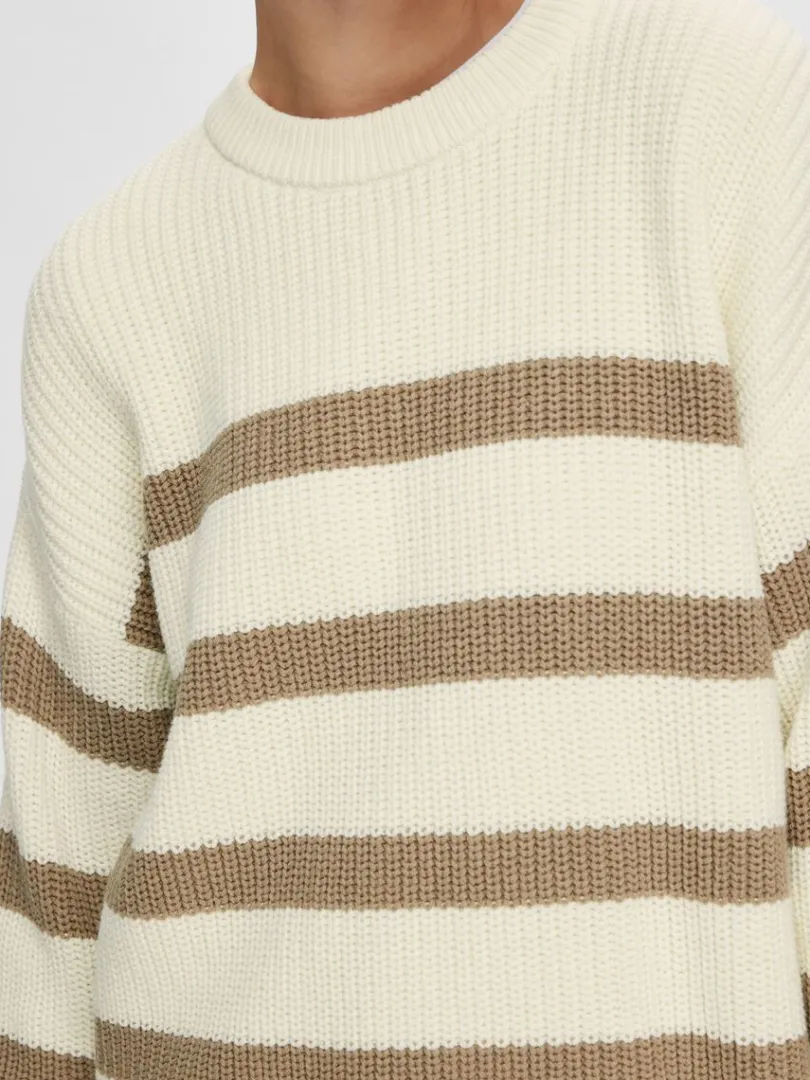 stribet_striktrje_3-4.webp Strik>SELECTED STRIBET STRIKTRØJE Beige
