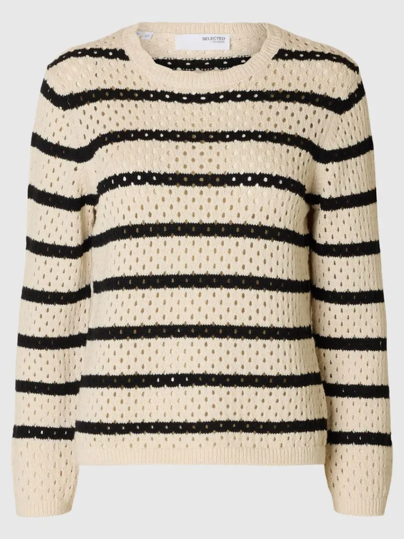 stribet_striktrje_5.webp Strik>SELECTED STRIBET STRIKTRØJE Beige