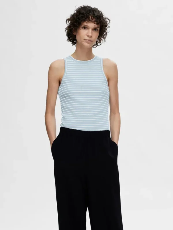 Toppe Og Bluser>SELECTED STRIBET TANKTOP Blue