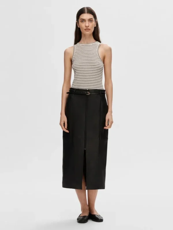 Toppe Og Bluser>SELECTED STRIBET TANKTOP Beige