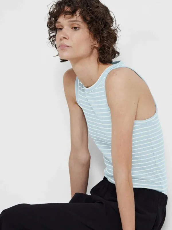 Toppe Og Bluser>SELECTED STRIBET TANKTOP Blue