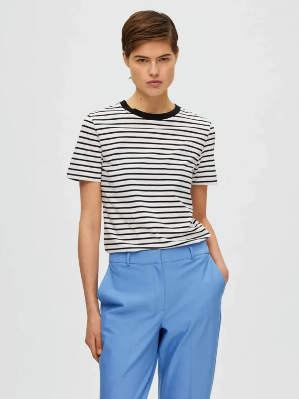 T-shirts>SELECTED STRIBET T-SHIRT Black