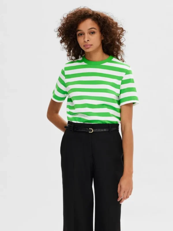 T-shirts>SELECTED STRIBET T-SHIRT Green