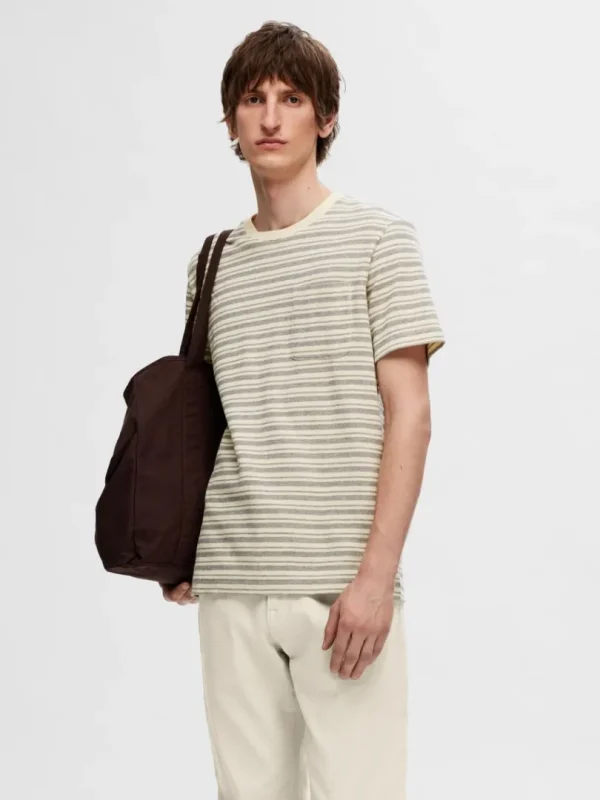 T-shirts>SELECTED STRIBET T-SHIRT Grey