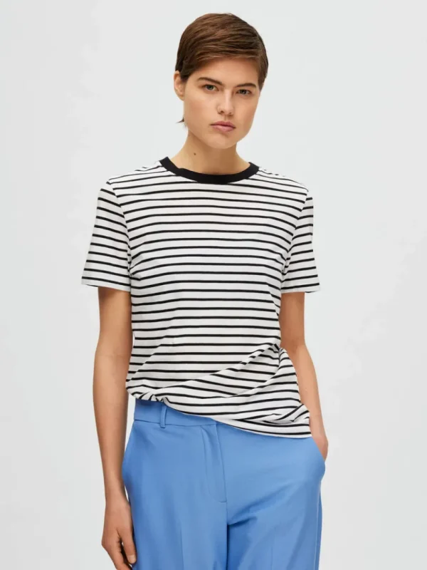 T-shirts>SELECTED STRIBET T-SHIRT Black