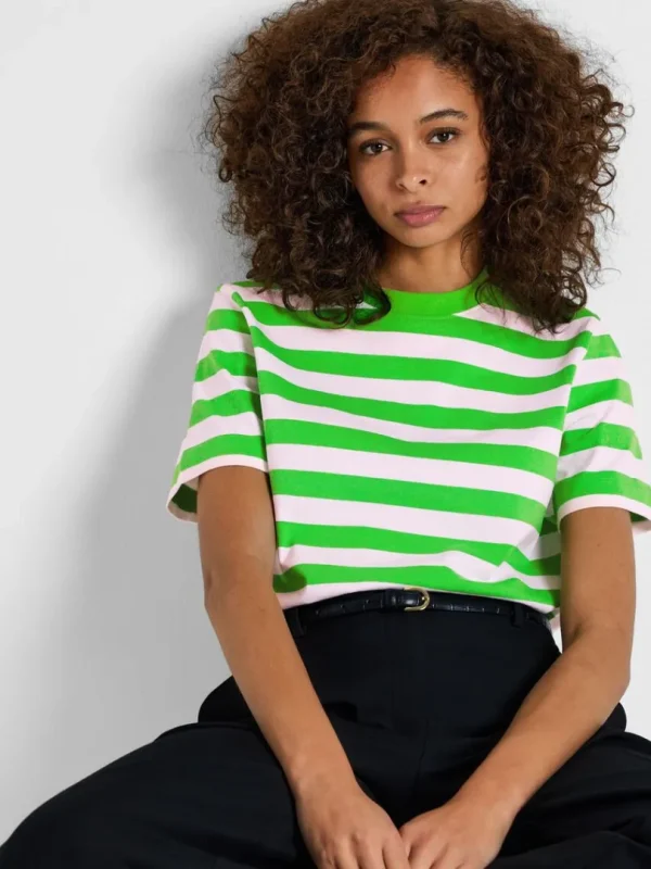 T-shirts>SELECTED STRIBET T-SHIRT Green