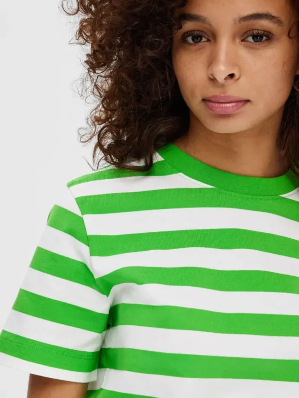 T-shirts>SELECTED STRIBET T-SHIRT Green