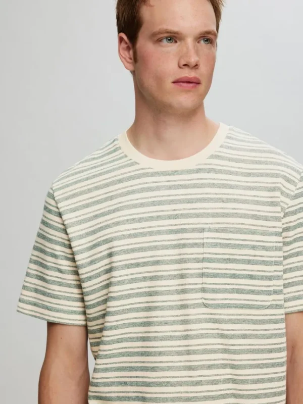 T-shirts>SELECTED STRIBET T-SHIRT Green