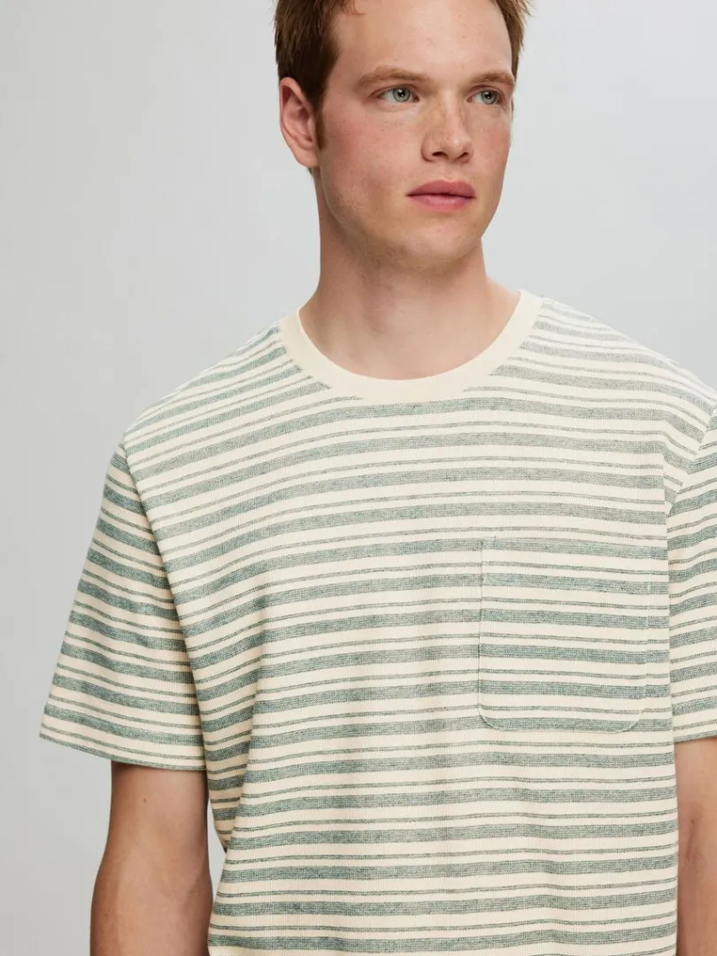 stribet_tshirt_3-4.webp T-shirts>SELECTED STRIBET T-SHIRT Green