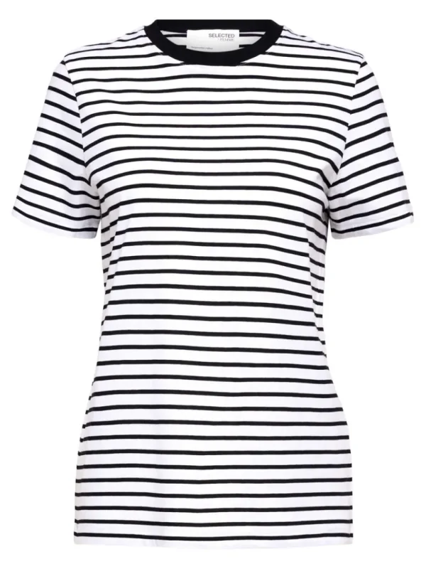T-shirts>SELECTED STRIBET T-SHIRT Black