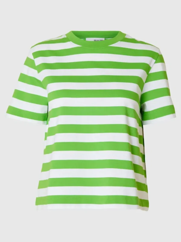 T-shirts>SELECTED STRIBET T-SHIRT Green