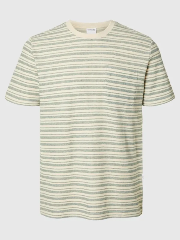 T-shirts>SELECTED STRIBET T-SHIRT Green