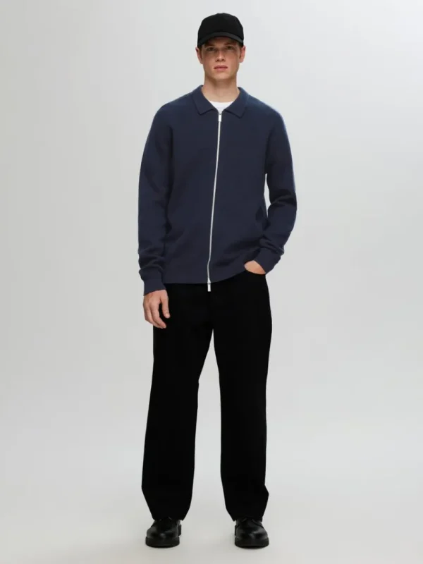 Strik>SELECTED STRIKKET CARDIGAN MED LYNLÅS Blue
