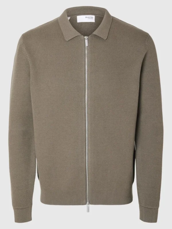 Strik>SELECTED STRIKKET CARDIGAN MED LYNLÅS Brown