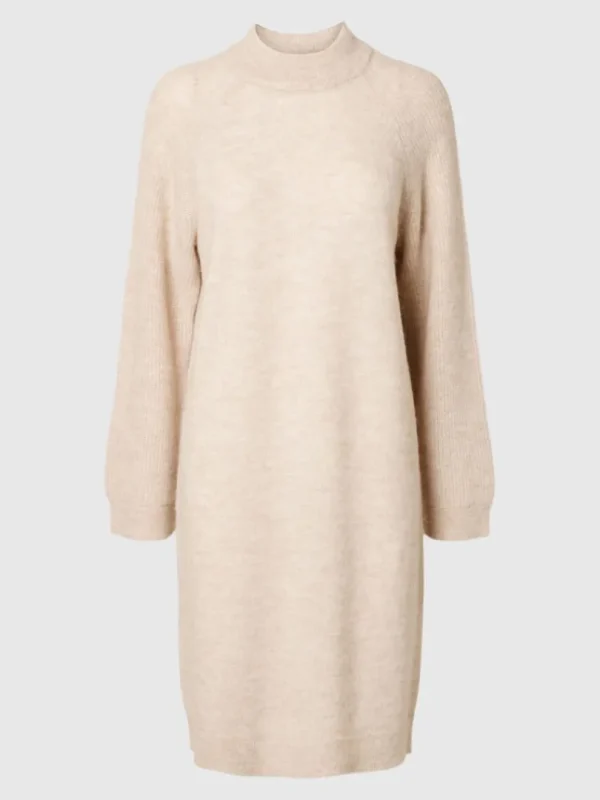 Kjoler | Strik>SELECTED STRIKKET KORT KJOLE Beige