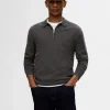 Strik>SELECTED STRIKKET LANGÆRMET POLO Grey