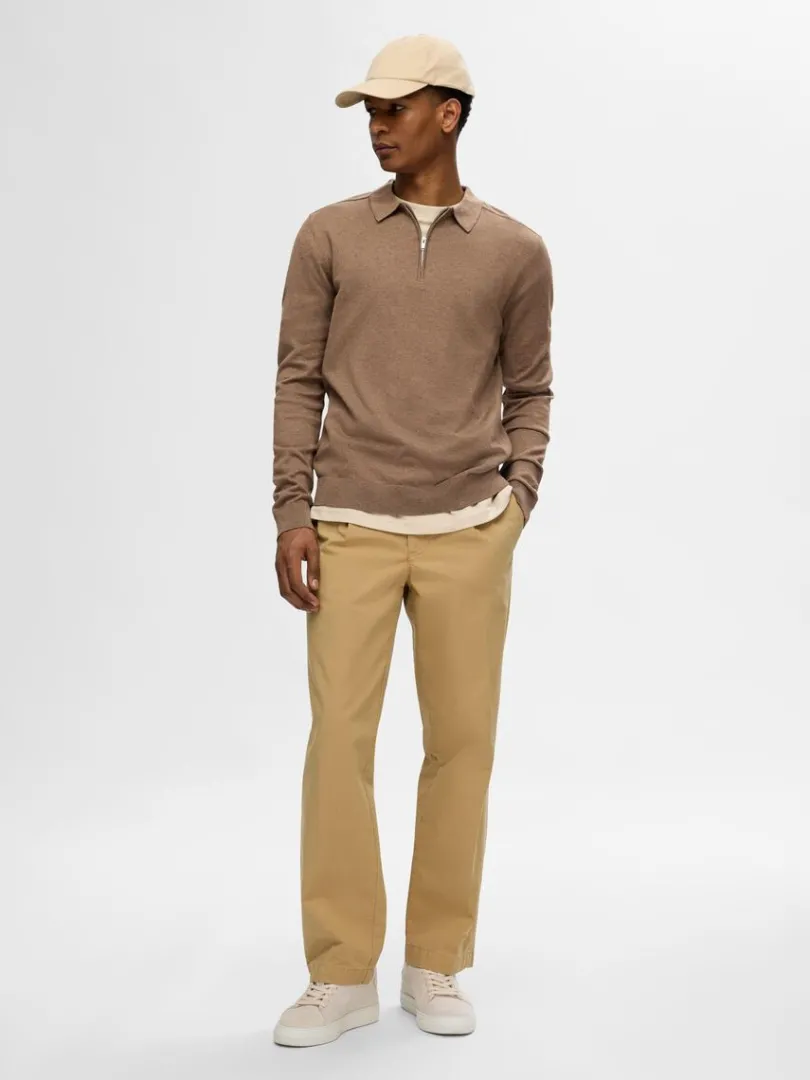 strikket_langrmet_polo_1.webp Strik>SELECTED STRIKKET LANGÆRMET POLO Brown