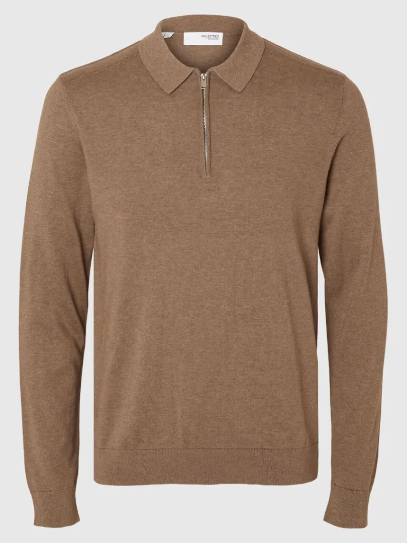 strikket_langrmet_polo_4.webp Strik>SELECTED STRIKKET LANGÆRMET POLO Brown