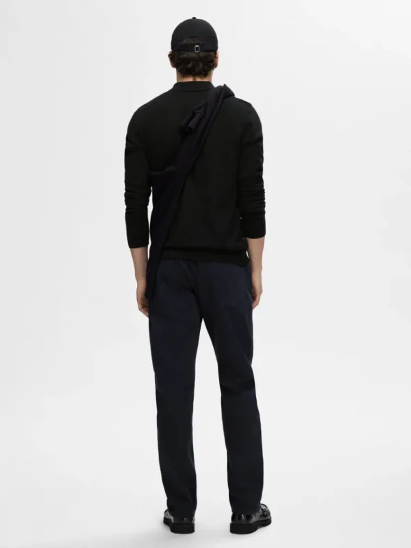 Strik>SELECTED STRIKKET LANGÆRMET POLO Black