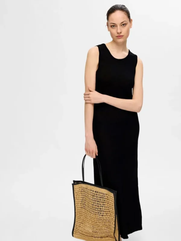 Kjoler | Strik>SELECTED STRIKKET MAXIKJOLE Black