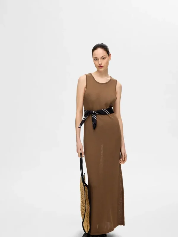 Kjoler | Strik>SELECTED STRIKKET MAXIKJOLE Brown