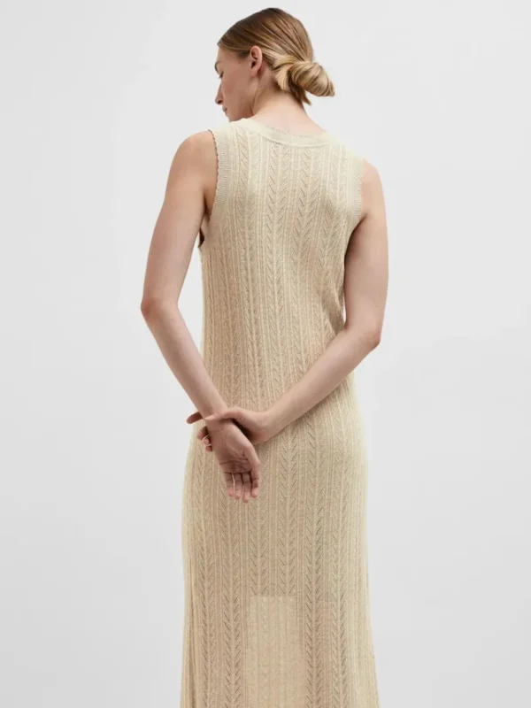 Kjoler | Strik>SELECTED STRIKKET MAXIKJOLE Beige