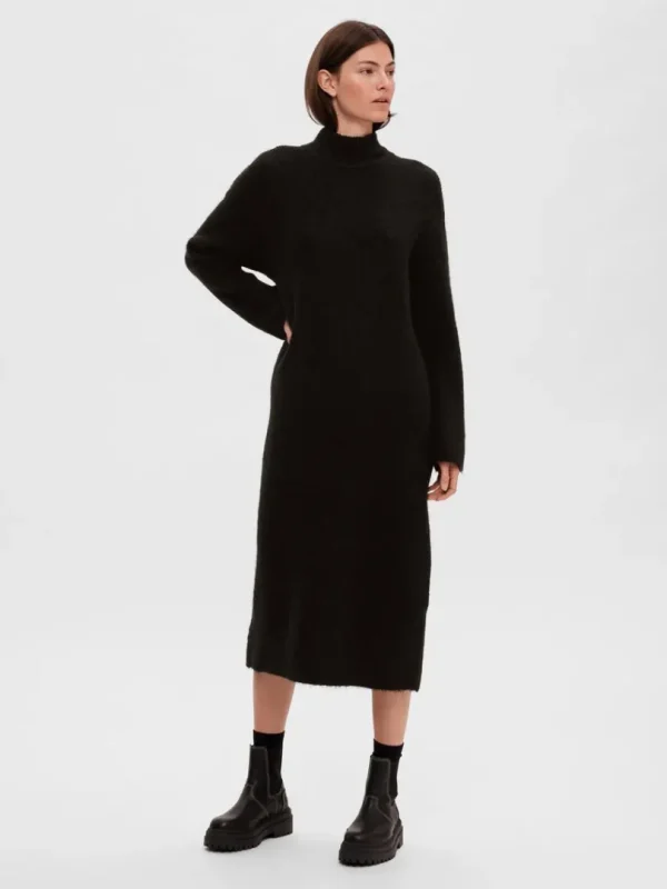 Kjoler | Strik>SELECTED STRIKKET MAXIKJOLE Black